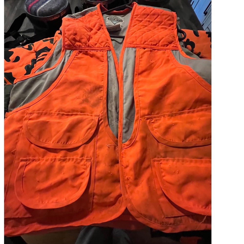 Guide Gear Mens Blaze Orange Hunting Vest XL Game Bag Shell Loops Upland Field